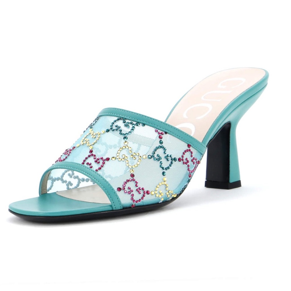 Authentic Gucci crystal GG embellished Mesh Heels